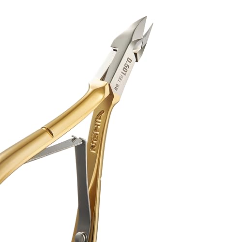Professional Hard Steel Cuticle Nipper - D-501, Precision Nail Tech Nipper with Gold and Grey Plated Double Spring Jaws - Lap Joint Construction for Superior Performance. - color: Gold - 2 Spring