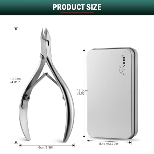 FVION Cuticle Clippers - Precision Cuticle Cutter, Extremely Sharp Cuticle Scissors, Stainless Steel Nail Cuticle Remover, Cuticle Nipper, and Professional Manicure Tool (4mm Jaw) - color: Silver