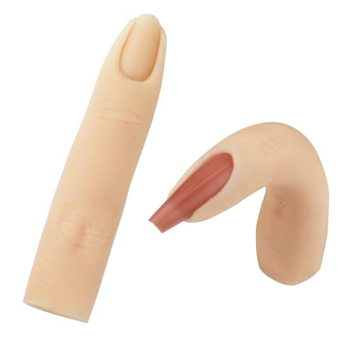 Silicone Practice Fingers for Acrylic Nails, Bendable Silicone Fake Finger to Practice Fake Nails, Soft Nail Training Finger Flexible Practice Nail Finger Hand for DIY Nails(Color 1) - color: 1# Silicone Finger