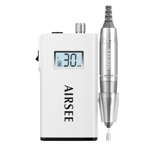 AIRSEE Rechargeable 30000RPM Electric Nail Drill,Salon Home Use,E8 White - color: E8 White