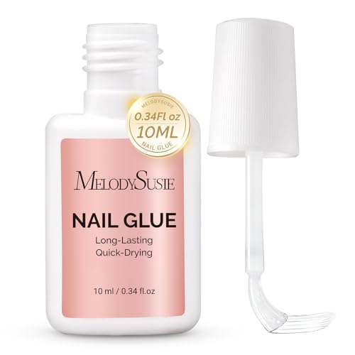 Melodysusie Super Strong Brush-On Nail Glue for Press On Nails No UV Lamp - size: 10ml*1