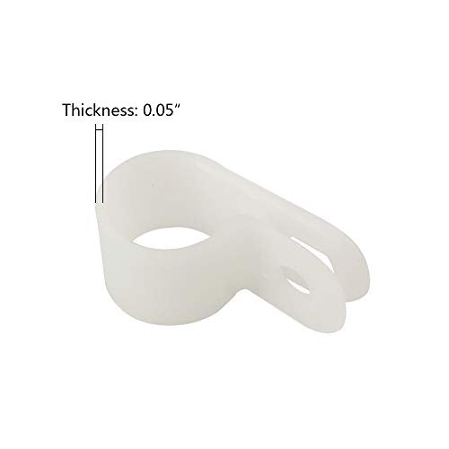 Cable Clamp 200 Pcs Black Nylon Screws Plastic R-Type Cable Clamp Clips Fasteners Assortment for Cable Conduit 6 Sizes 3/16" to 1" - White - size: 6 Sizes_200 Pcs_White