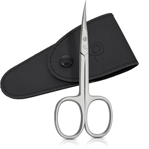marQus Curved Cuticle Scissors – Precision Stainless Steel for Manicure & Pedicure, Eyebrow & Eyelash Grooming, Extra Sharp with Premium Storage Case - color: Black Cuticle