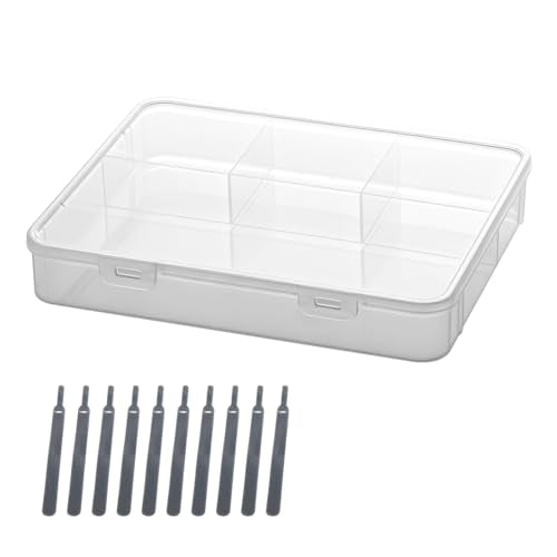 Vidifor 2-Pack Clear Cable Organizer Box with 16 Cable Ties, 4 Compartments Organizer Container for Crafts, Beads, Earrings, Screws, Nail, Pins (2, Large) - size: Large