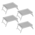 Youpehom Bamboo Bed Tray Tables with Folding Legs, Medium, 4-Pack, White - color: White-4 Pack, size: Medium
