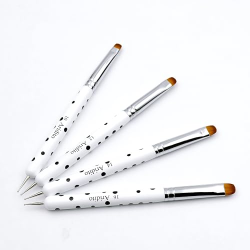 4Pcs Acrylic French Manicure Brushes & Dotting Pens, White - color: White