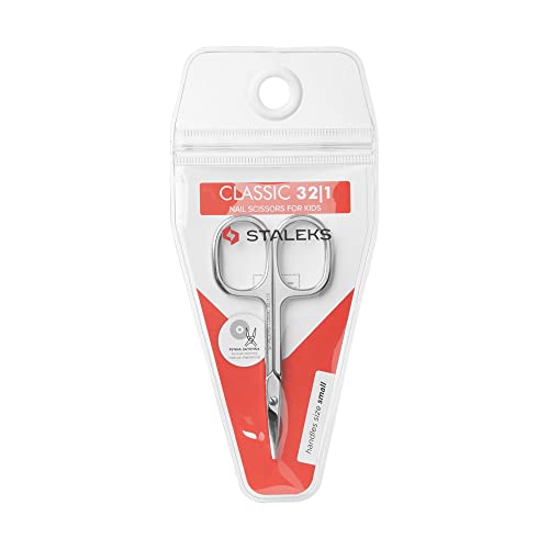 STALEKS Classic 32 Kids Nail Scissors, Curved Blades, Rounded Safety Tips