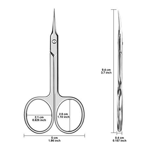 CGBE Cuticle Scissors, Extra Fine Curved Eyebrow Scissors, Silvery - color: Silvery