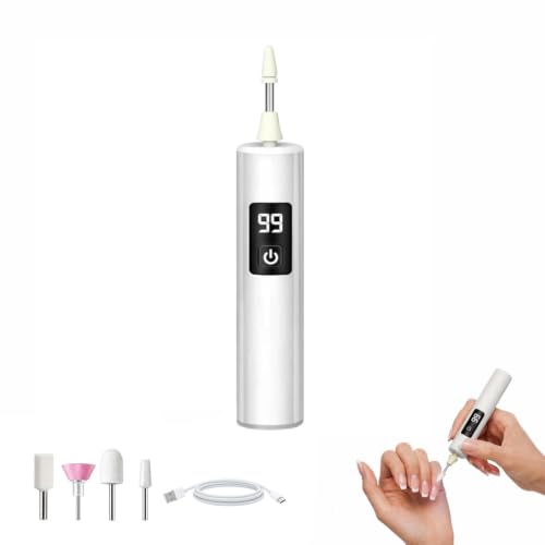 Cordless Electric Nail File 3-Speed Rechargeable Nail Drill with LED Light