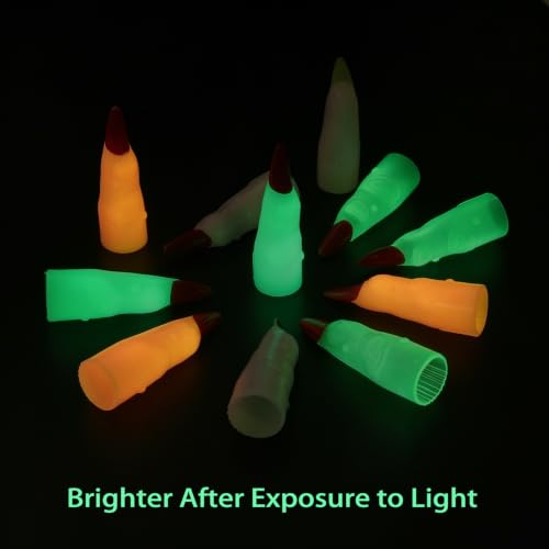 Halloween Fake Witches Fingers Nails for Kids Reading, Glow in The Dark - color: Colorful