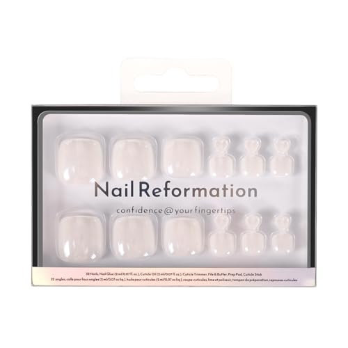 Nail Reformation Press On Toenails, Creamy Short Square Fake Toe Nails - color: White Tea