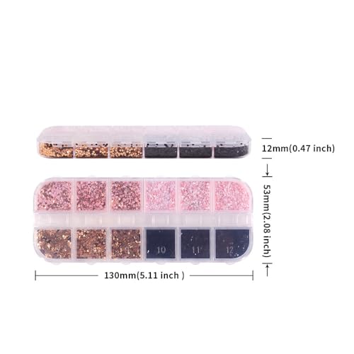 1 Box 4 Color Holographic Hearts Nail Glitter Round Star Nail Sequins 3D Pink Gold Nail Flakes Sparkly Glitter Flakes Shiny Nail Glitter Valentine's Day Nail Sequins Glitter for Nails Art 12 Grids - color: YHN01