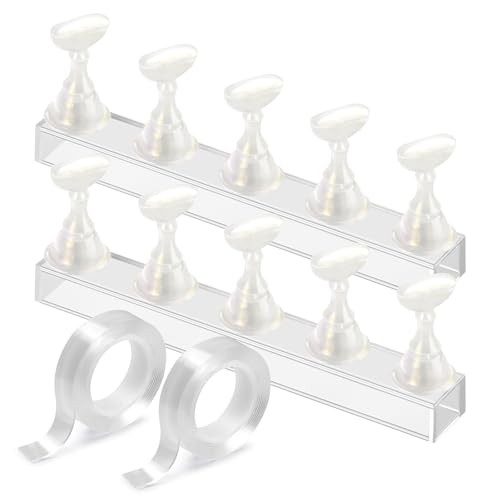 Nail Stand Magnetic Nail Holder for Painting Nails Nail Stands for Press-On - color: White with gold