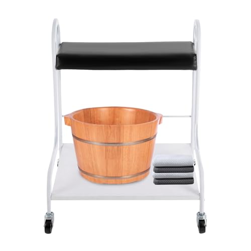 Pedicure Chair for Nail Tech Beauty Salon Nail or Foot Bath Spa Manicure Foot Rest with Wheels Portable Trolley Cart for Pedicure Manicure Funiture Massage (Black, White) - color: Black, White