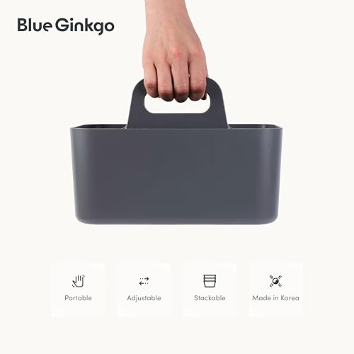 BLUE GINKGO Stackable Organizer Caddy, Rectangle, Dark Grey, Made in Korea - color: GREY, size: Rectangle