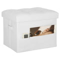 Ottoman with Storage. Folding Foot Stool with Thick Foam Padded Seat, White - color: White, size: 17"D x 13"W x 13"H