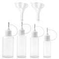 6 PCS Precision Tip Applicators Bottles Set - 4 Sizes Fine Needle Tip Squeeze Glue Bottles with 2 Mini Funnels for Liquid DIY Craft Quilling Glue Painting (10ml/15ml/20ml/30ml)