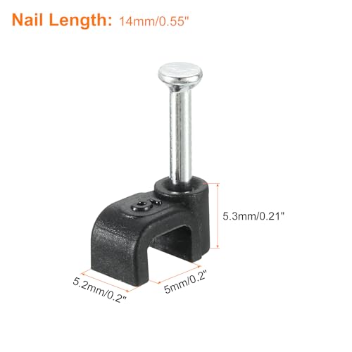 uxcell Cable Clips with Steel Nail, 100Pcs 5mm/0.2" Plastic Cable Wire Clips, Ethernet Cable Clips Nail in Cable Clips for Home Wires Cables Cords Management, Black - size: 5mm