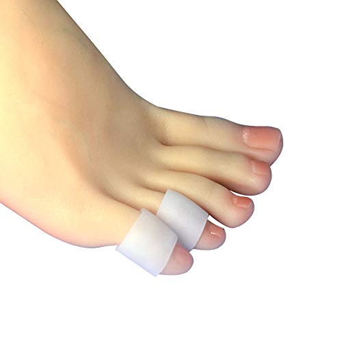 Hoogoo 10 Pack Pinky Toe Sleeves Protectors, Toe Covers, Protect Toe from Rubbing, Ingrown Toenails, Corns, Blisters, Hammer Toes and Other Painful Toe Problems - color: White
