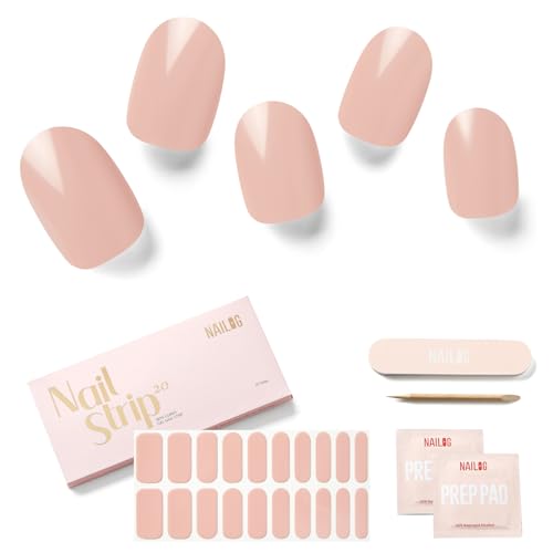 NAILOG Semi Cured Gel Nail Strips 20Pcs Blush Nude Gel Nail Sticker - Blush - color: Blush