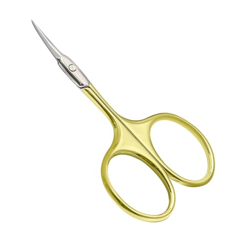 CGBE Cuticle Scissors, Extra Fine Curved Eyebrow Scissors, Gold - color: Gold