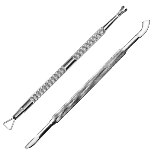 Premium Stainless Steel Manicure Tools 2-Piece Set, Upgraded Cuticle Pusher & Nail Lifter, Cuticle Trimmer & Gel Nail Polish Remove Tool, Home & Salon, For Women - size: Bevel Pusher