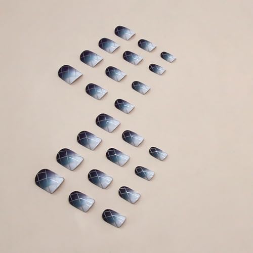 RTKHFZE Square Press on Nails Short False Nails Full Cove Acrylic Nails Geometry Fake Nails Purple Gradient Glue on Nail Stick on Nail for Women 24 Pcs - color: W1460