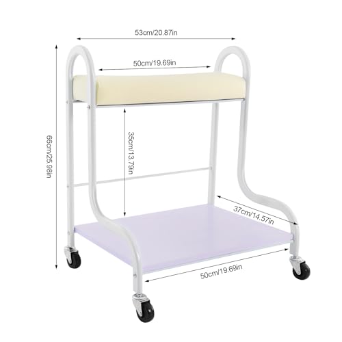 Pedicure Chair for Nail Tech Beauty Salon Nail or Foot Bath Spa Manicure Foot Rest with Wheels Portable Trolley Cart for Pedicure Manicure Funiture Massage (White) - color: White