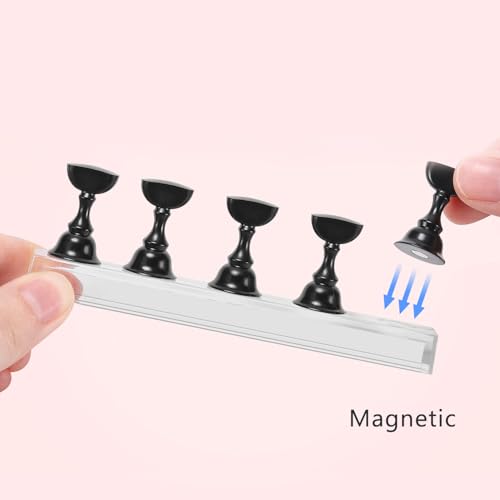 Nail Stand Magnetic Nail Holder for Painting Nails Nail Stands for Press-On - color: Black