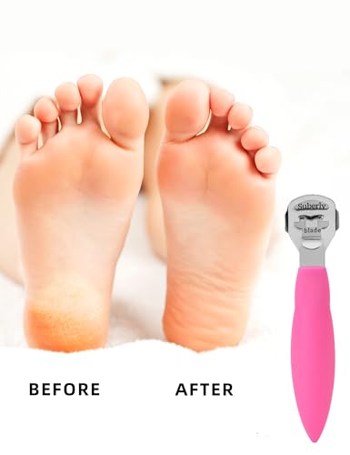 Callus Shaver Remover Stainless Steel Callus Trimmers Hard Skin Dry Skin Remover Calluses Planer Pedicure Foot File Tool - color: Pink
