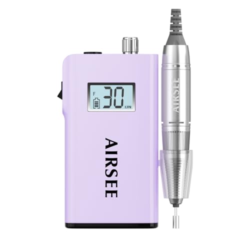 AIRSEE Rechargeable 30000RPM Electric Nail Drill,Salon Home Use,E8 Purple - color: E8 Purple