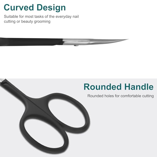 CGBE Cuticle Scissors, Extra Fine Curved Eyebrow Scissors, Black - color: Black