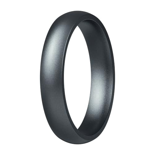 ThunderFit Silicone Wedding Rings for Him & Her, Metallic Finish Design, Unisex Breathable Rubber Engagement Bands in Narrow, Standard, and Wide Style, 1-Pack - color: Pack A: Midnight Pearl, size: 4.5-5 (15.70mm), style: Classic