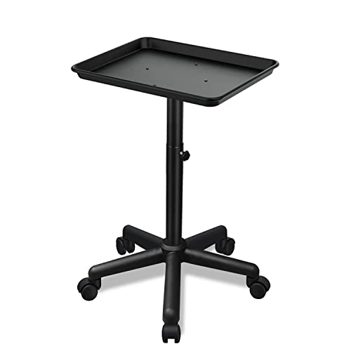 Salon Tray on Wheels, Salon Rolling Tray with Adjustable Height - color: Dark Black