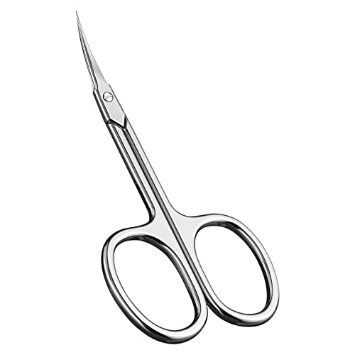 CGBE Cuticle Scissors, Extra Fine Curved Eyebrow Scissors, Silvery - color: Silvery