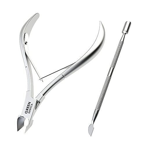 Professional Cuticle Trimmer & Nippers, Stainless Steel Nail Care Tool - color: Silver Nipper With Pusher - Pack 1