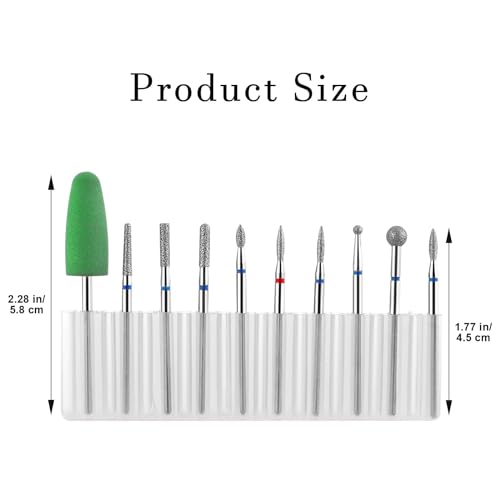 YUXIANLB 10pcs Nail Drill Bits Set for Manicure, Diamond Bits Drill Kit for Nails Professional Russian Cuticle Removal Bits Manicure Set Professional for Home Salon