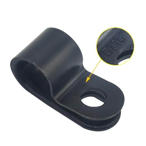 Cable Clamp R-Type Cable Clip Wire Clamp 5/16" Nylon Screw Mounting Cord Fastener Clips with Screws for Wire Management - Black - 50 Pcs - size: 5/16" Black