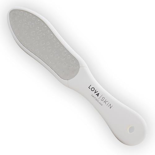 LOVA Skin Professional Foot File | Stainless Steel Foot Scraper and Callus Remover Tool | Double-Sided Pedicure Foot File for Dead Skin and Hard Heel Removal | Durable Hygienic Design - color: White