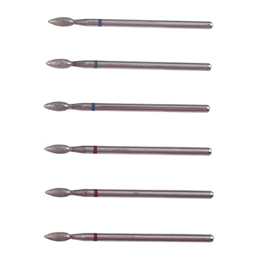 6pcs Flame Cuticle Drill Bits, 3/32 Shank Pro Diamond Nail Bit Set - size: Flame