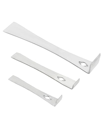 Bates- Flat Pry Bar Scraper, 3pcs, 5-1/2", 7-1/4" and 9-1/4", Stainless Steel, Trim Puller Tool for Baseboard