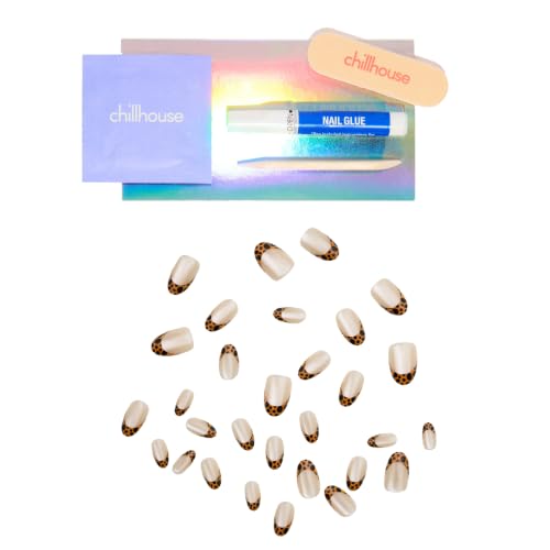 Chillhouse - Chill Tips, Press on Nails Kit - Le Cheetah Vie (Almond) - 30 Nail Shapes & Sizes - Up to 2 Weeks of Wear - Customizable Fit - Reusable - Latina Founded & Women Owned - Beauty & Self Care - color: Le Cheetah Vie