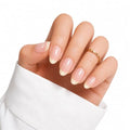 Cat Eye French Press On Nails, 30PCS Almond Soft Gel Nude Nails - color: Shimmer Beige French Tip