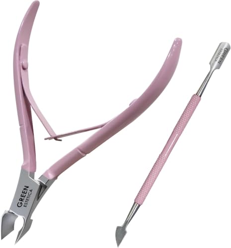 Professional Cuticle Trimmer & Nippers, Stainless Steel Nail Care Tool - color: Rose Nipper With Pusher - Pack 1