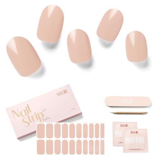 NAILOG Semi Cured Gel Nail Strips Beige Nude Nail Stickers - in The Nude - color: In the Nude