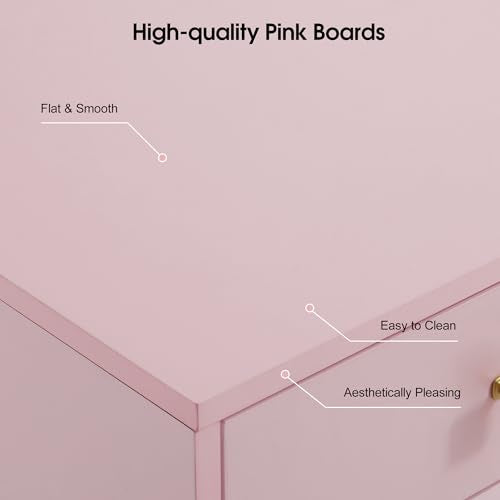 BarberPub Beauty Manicure Table with Storage Drawers, Nail Salon Desk for Nail Tech, Makeup Station with Round Handles, Beauty Equipment with Display Open Space 2990 (Pink & Gold) - color: Pink & Gold
