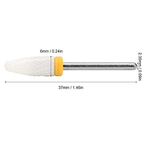 Ceramic Nail Drill Bit Corn-Head-Shape Professional Grinding Head for Nail Polishing(Yellow) - color: Yellow