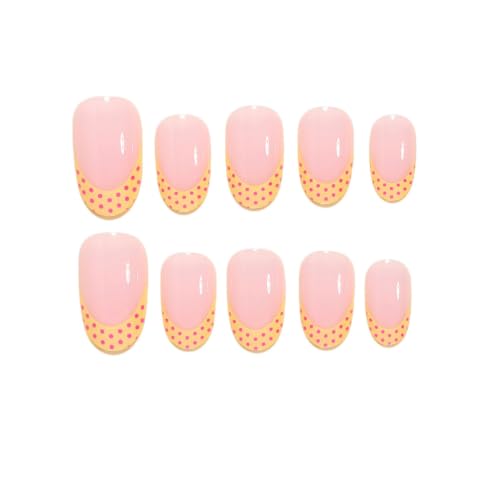 Yellow French Tip Press On Nails Short Almond Fake Nails Glossy False Nails - color: BD-Yellow-5