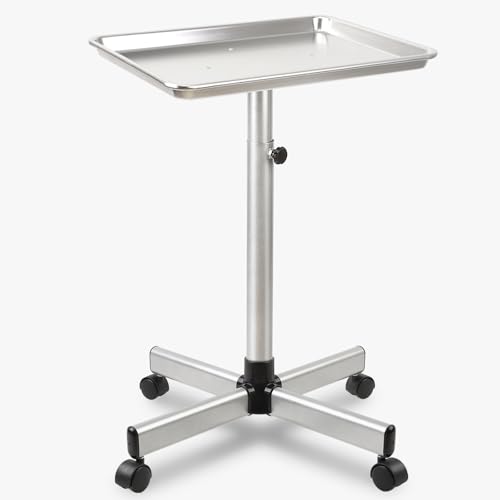 Salon Tray on Wheels, Hair Stylist Tray with Adjustable Height, Silver - color: Silver