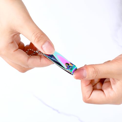 12 Pieces Nail Clippers Stainless Steel Set, Rainbow - color: Rainbow